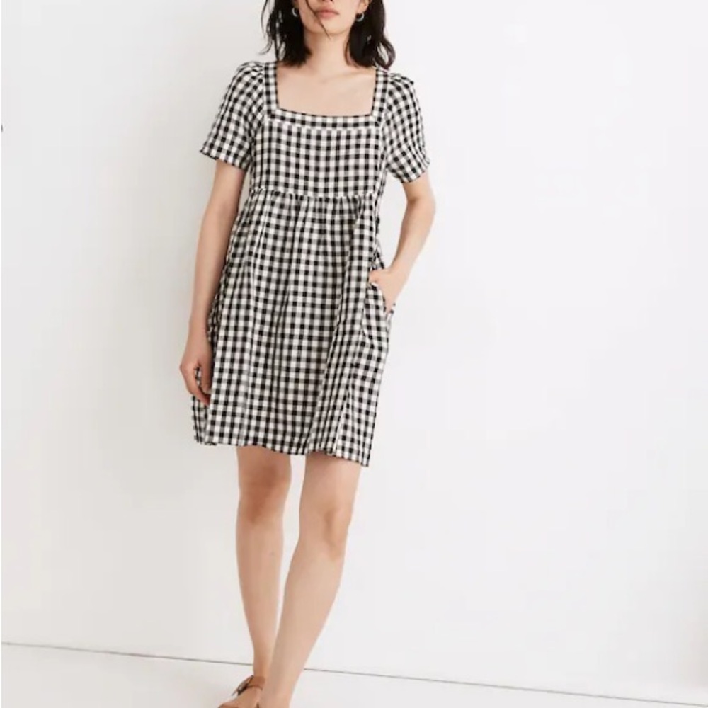Madewell Allie Black and White Gingham Dress